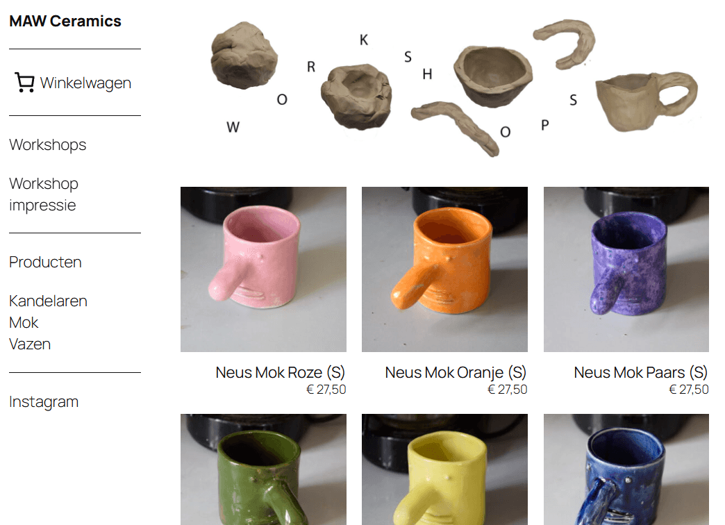 Screenshot van Keramiekworkshop Boekingssysteem