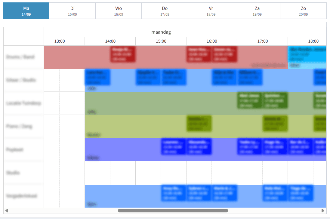 Screenshot van Muziekschool Boekhoudingssysteem